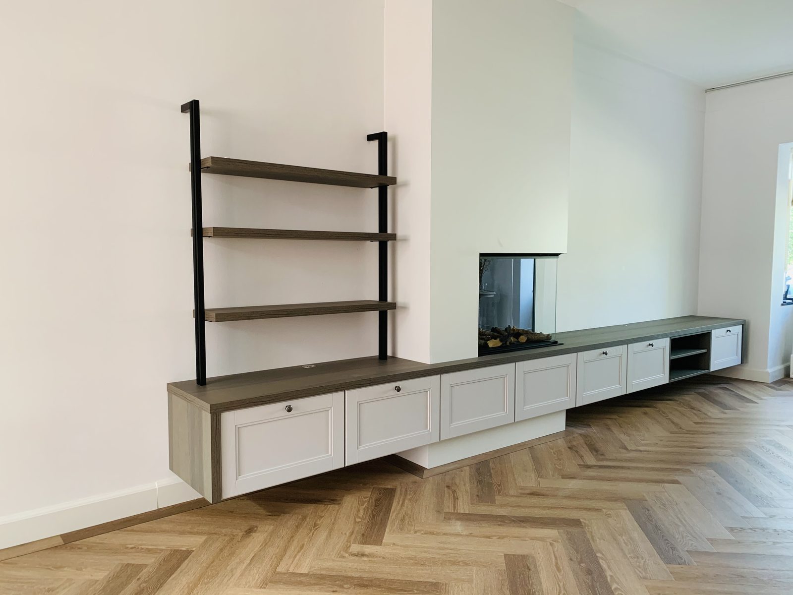 Zwevend tv-wandmeubel met open kast
